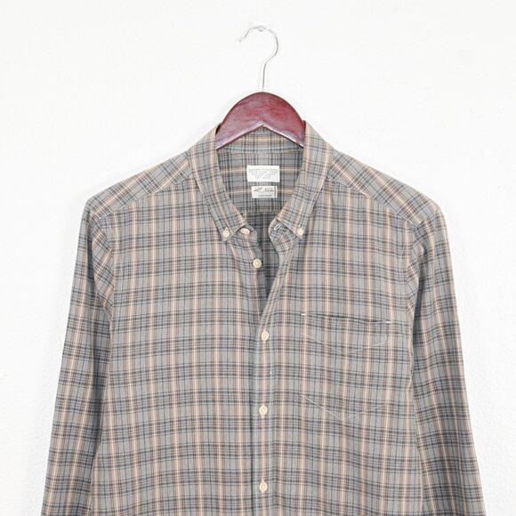 All Saints x Shuttle Nots Japan Komoro LS Shirt Gray beige Plaid size Medium - Picture 2 of 8